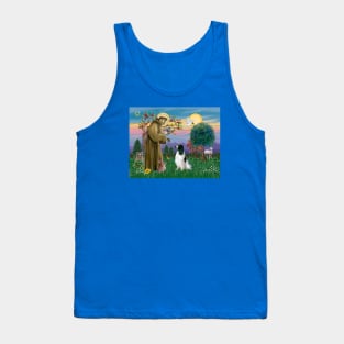 Saint Francis Blesses a Black and White English Springer Spaniel Tank Top